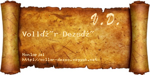 Vollár Dezső névjegykártya